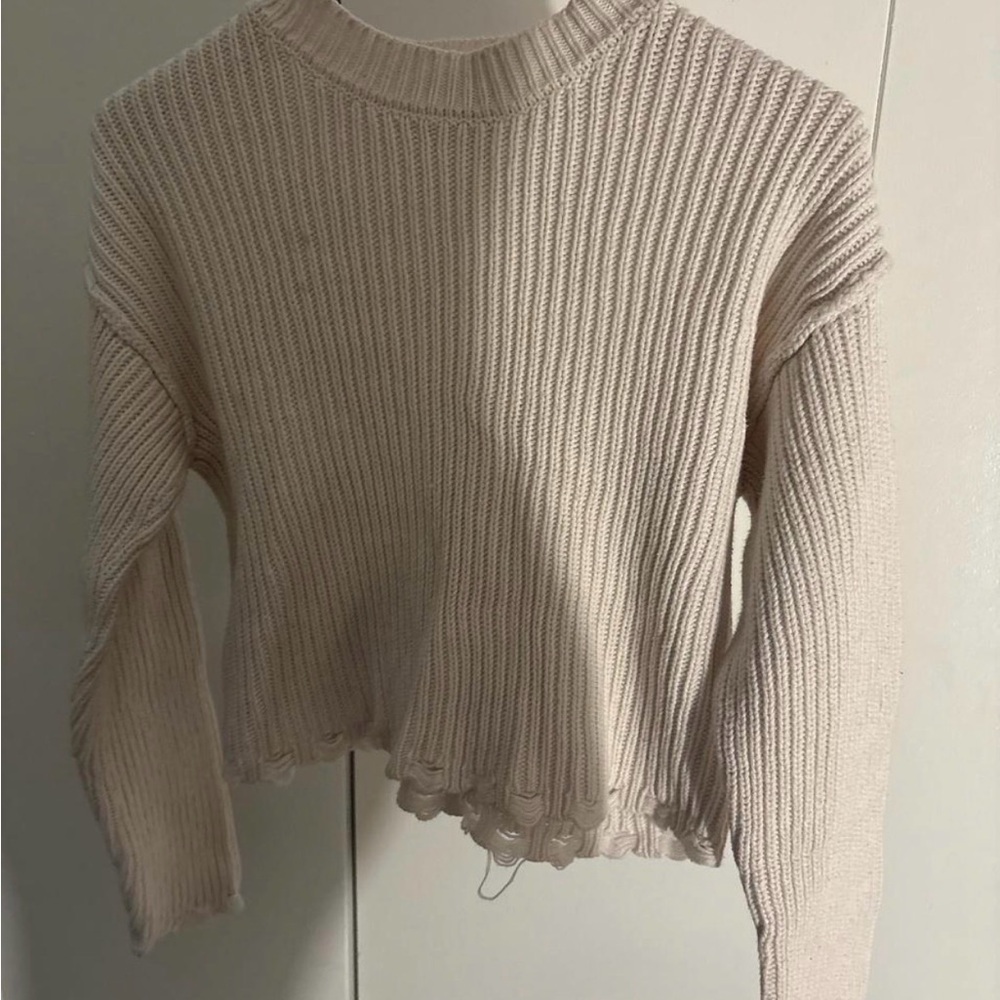 Sincerely Jules Cream Distressed Sweater